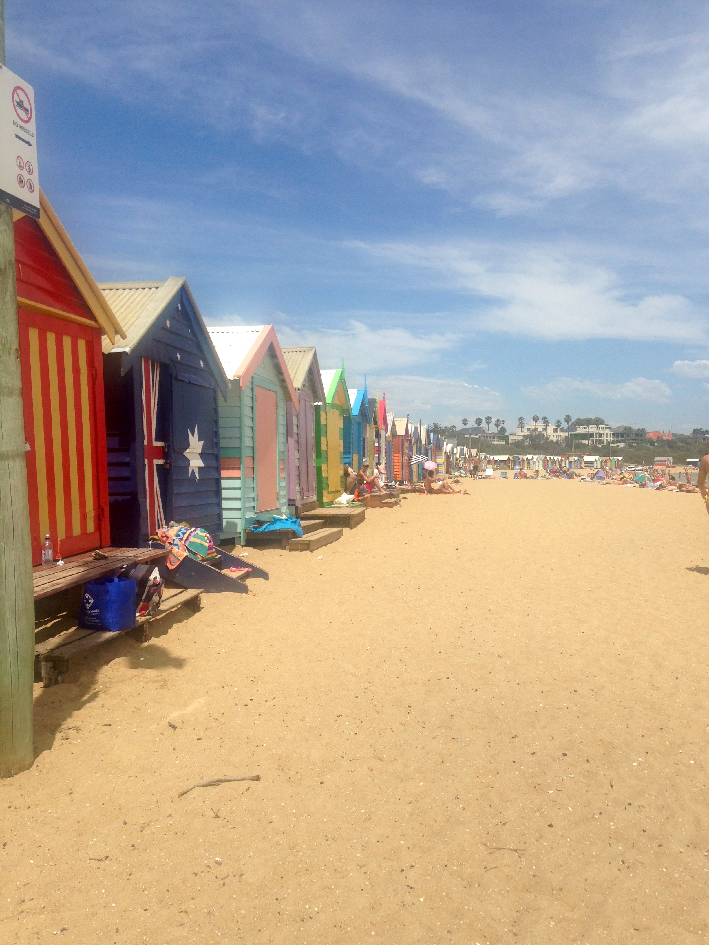 Colourful beach huts on the beach at Brighton, Melbourne