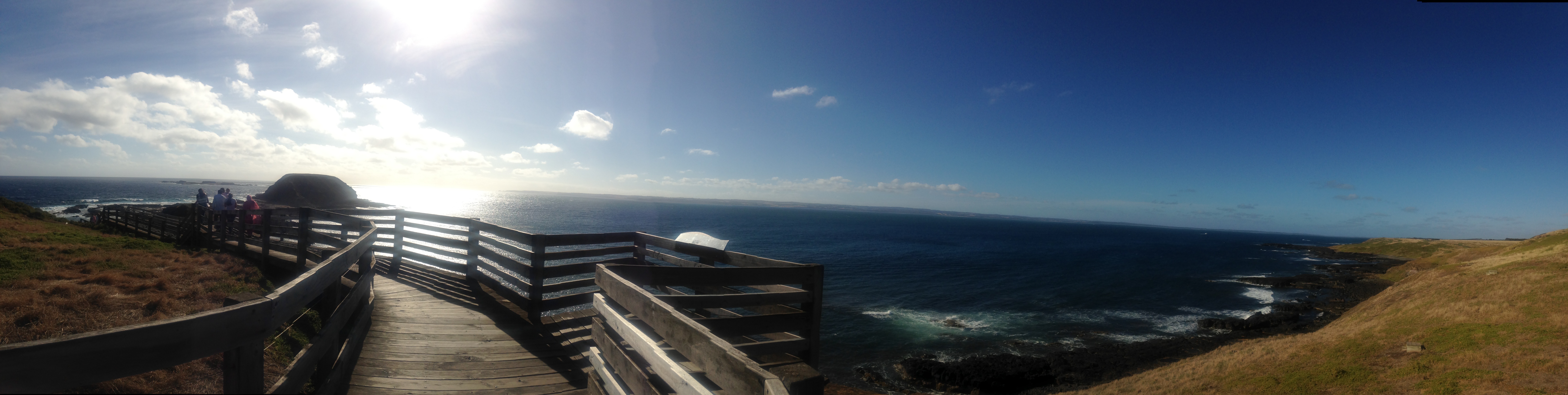 Panoramic view of the Nobbies and boardwalk overlooking the ocean and coastline