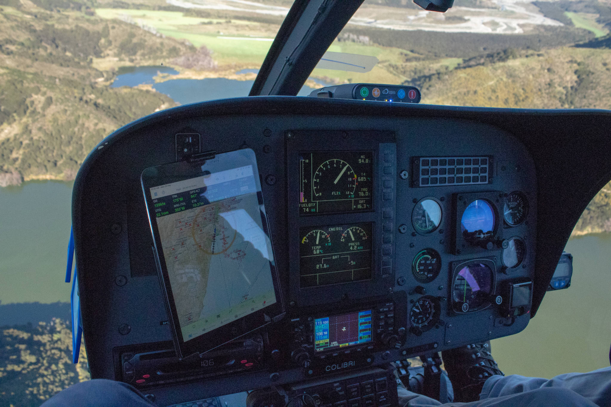 dashboard of helicopter controls